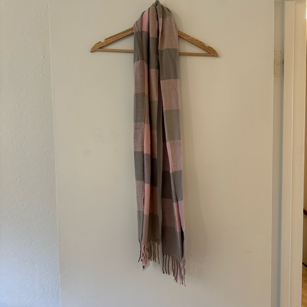 100% Cashmere Scarf - Light pink and grey